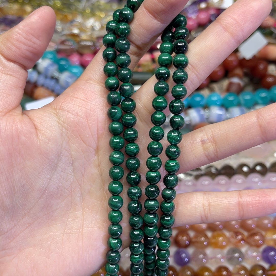 玛瑙/玉髓散珠天然孔雀石卡6.5长条38厘米