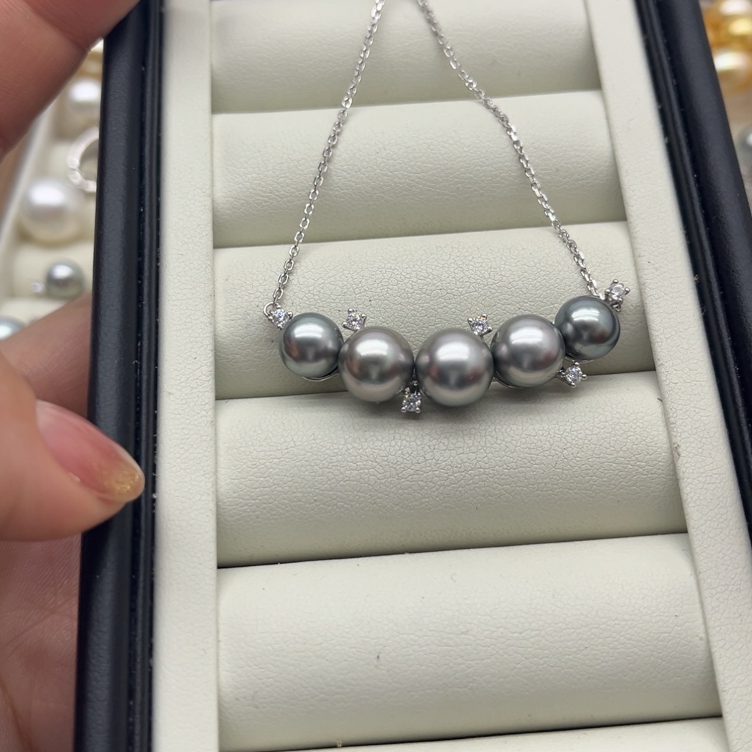 银S925镶嵌项链海水珍珠