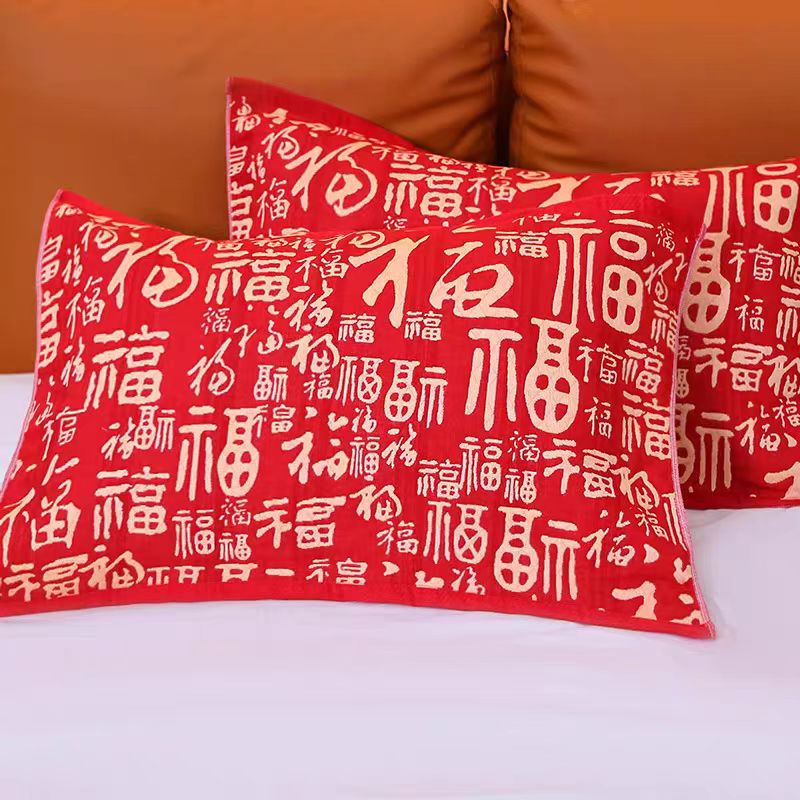 纯棉提花纱布枕巾一对加厚柔软透气吸汗加大枕头巾50*80cm