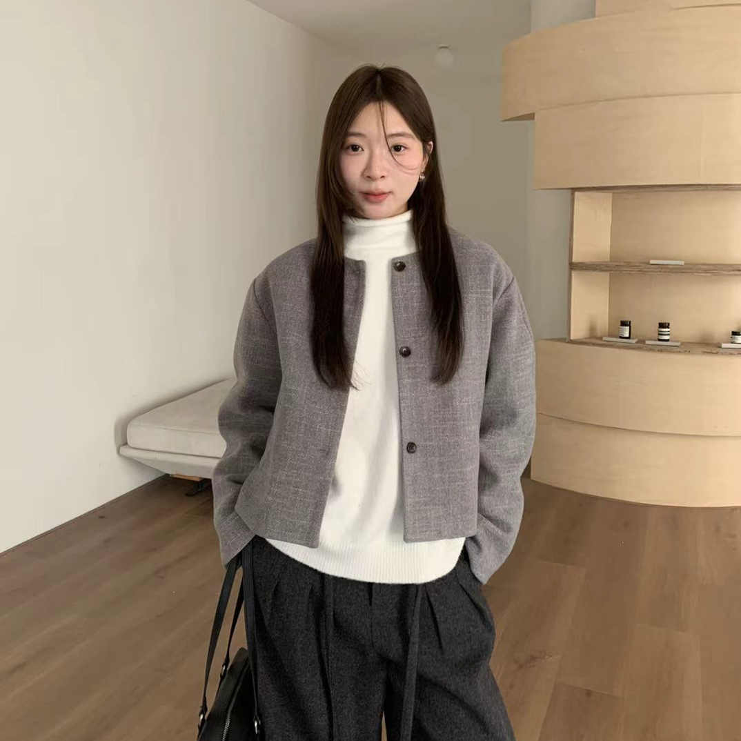 abow@23505 夹羽～韩系简约气质百搭圆领短外套 12-4