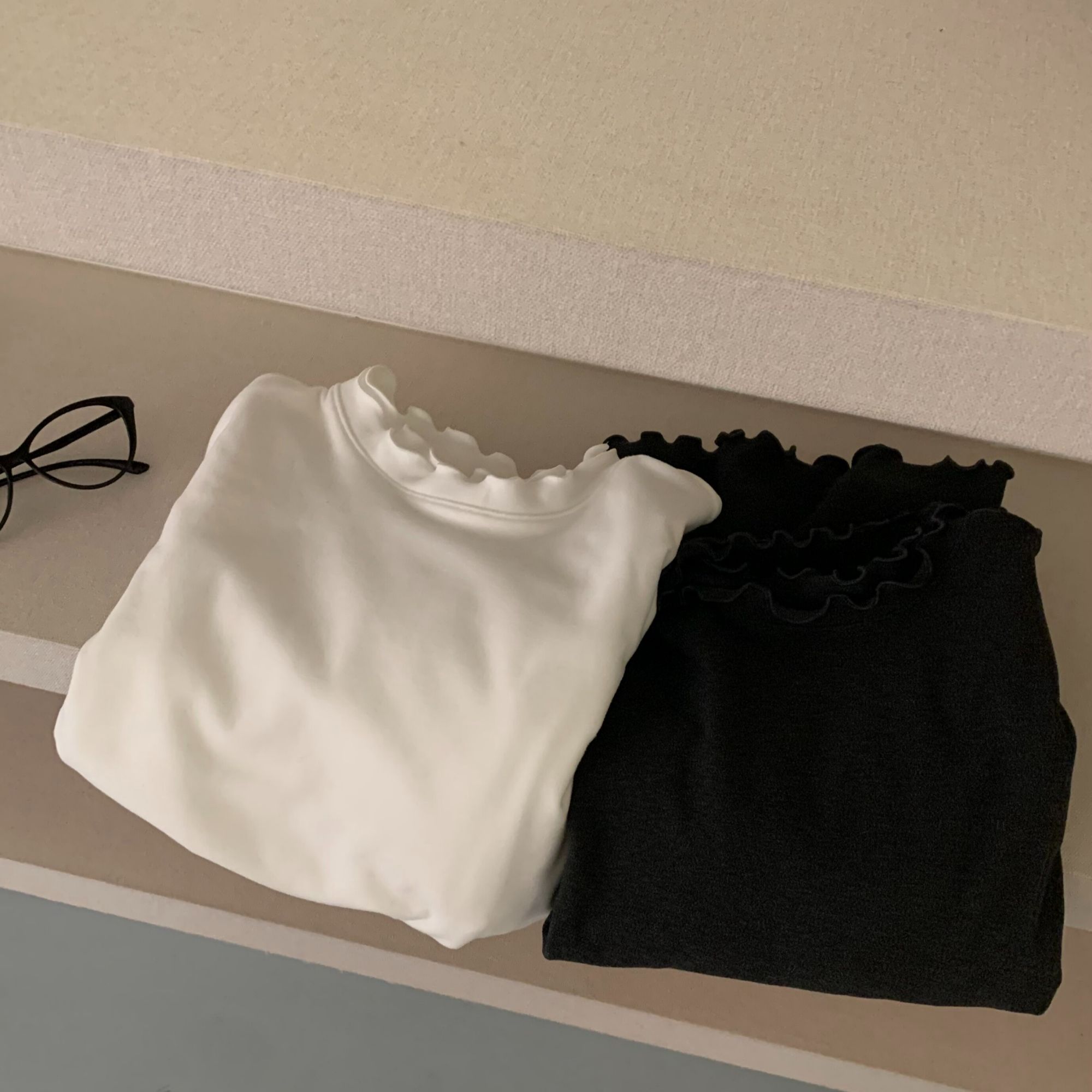 乔家女士木耳领打底T