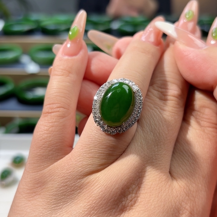 银S925镶嵌戒指和田玉