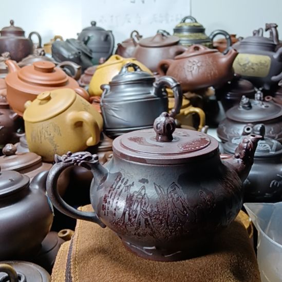 茶壶紫砂宜兴原矿铁血红砂柴烧手工430cc紫砂壶