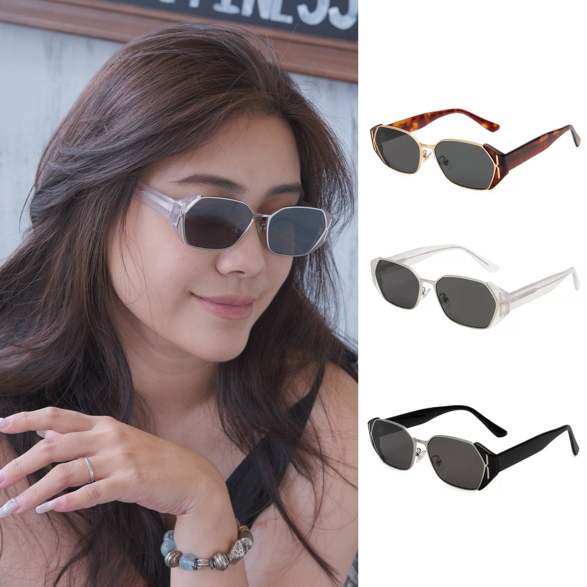 2025新款小冰块板材墨镜女老钱风百搭经典太阳镜防紫外线MU2105