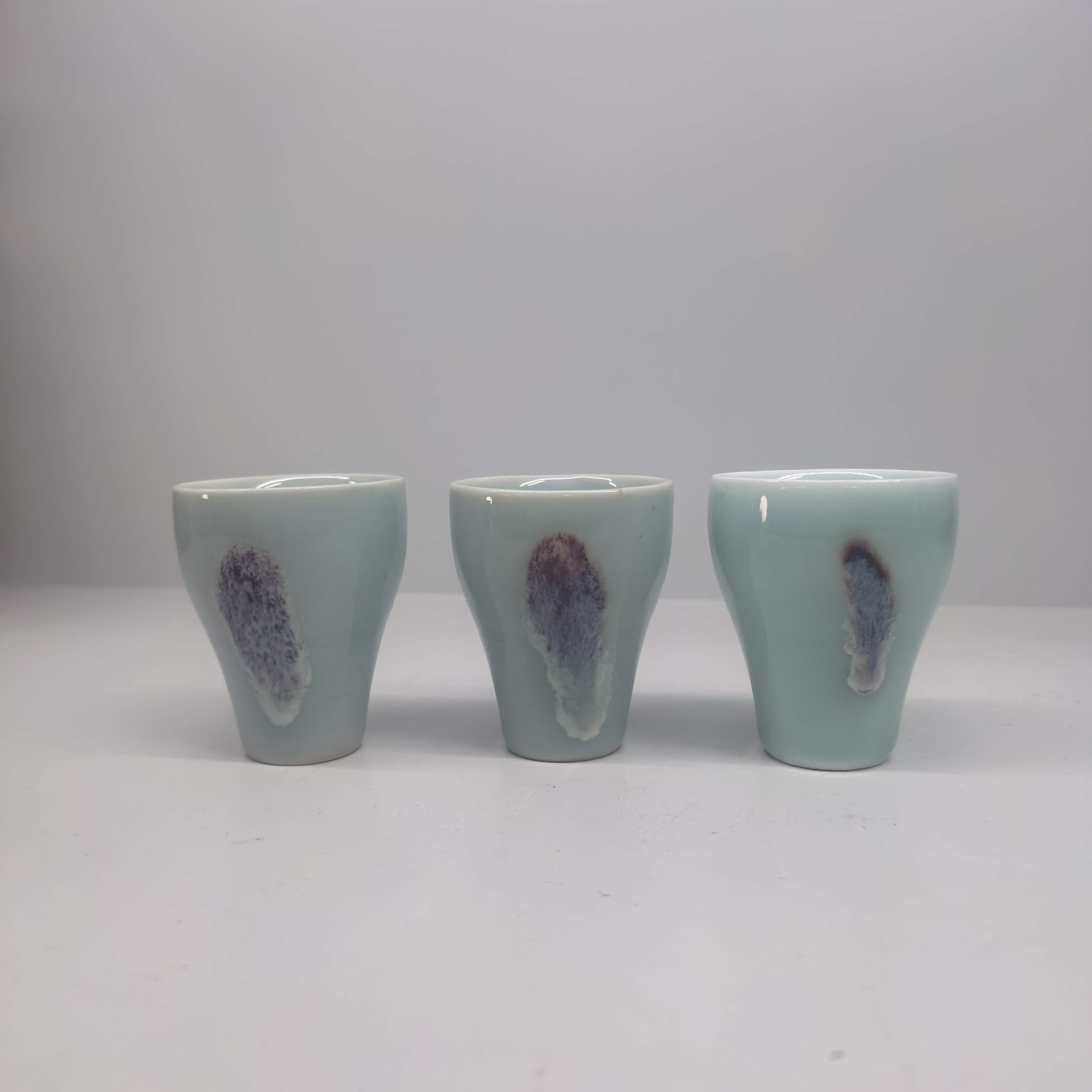 点彩闻香杯3个一组龙泉云间青瓷