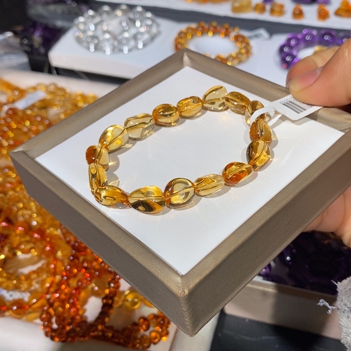 水晶手链未镶嵌巴西暴力黄糖豆随形手链