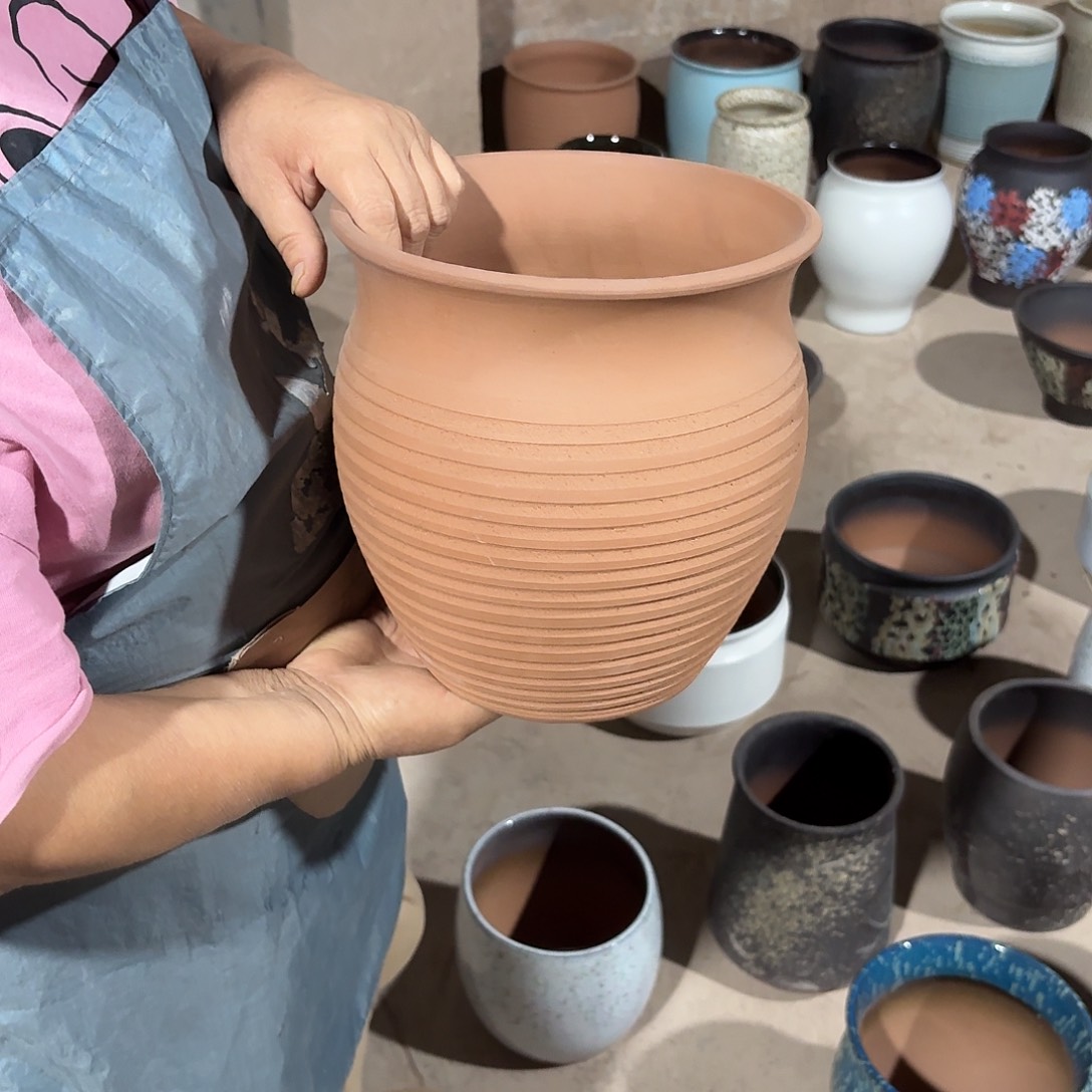 紫砂花盆口21高23