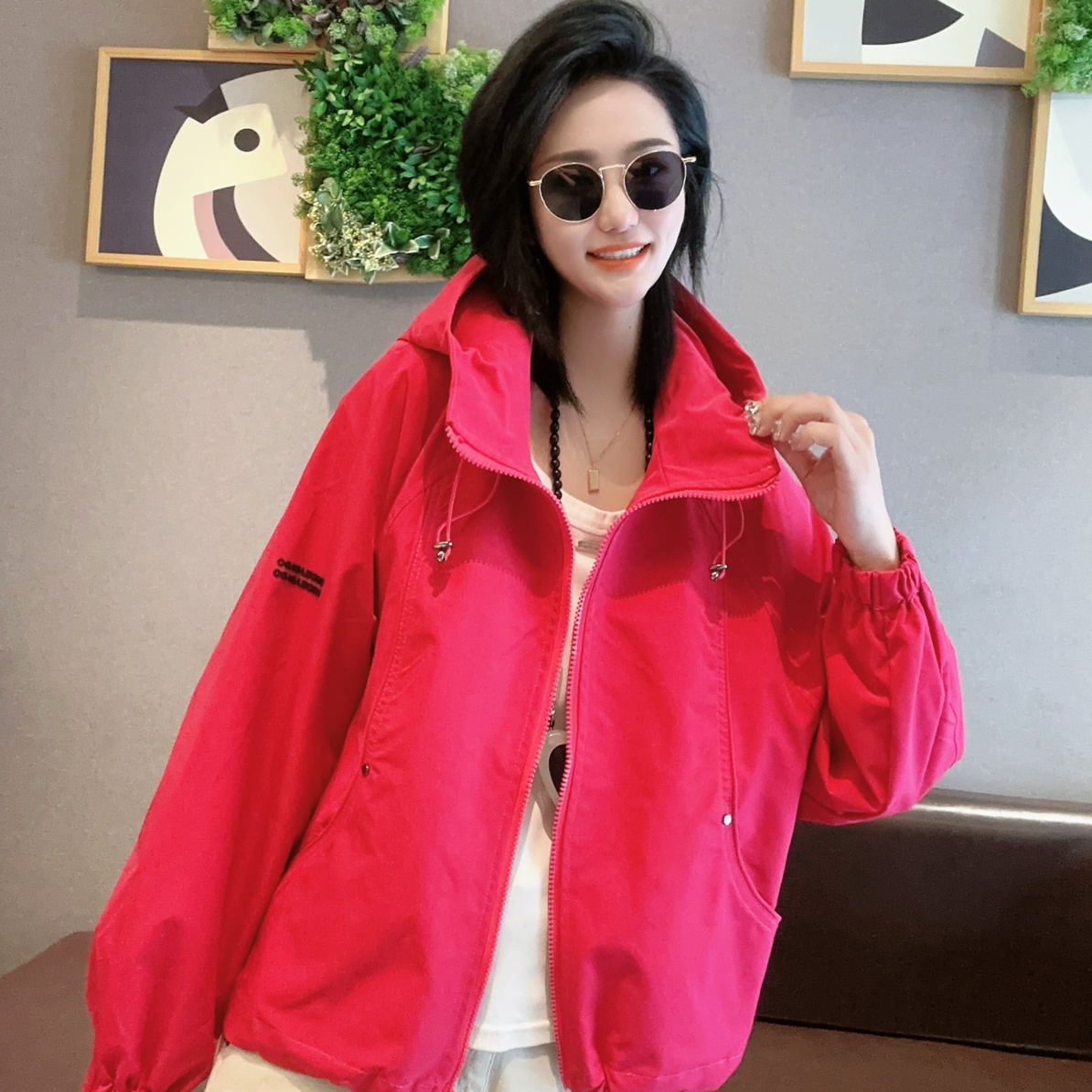 【鑫爷】【单里衬】秋季新女装欧货时尚气质百搭连帽常规款短外套789