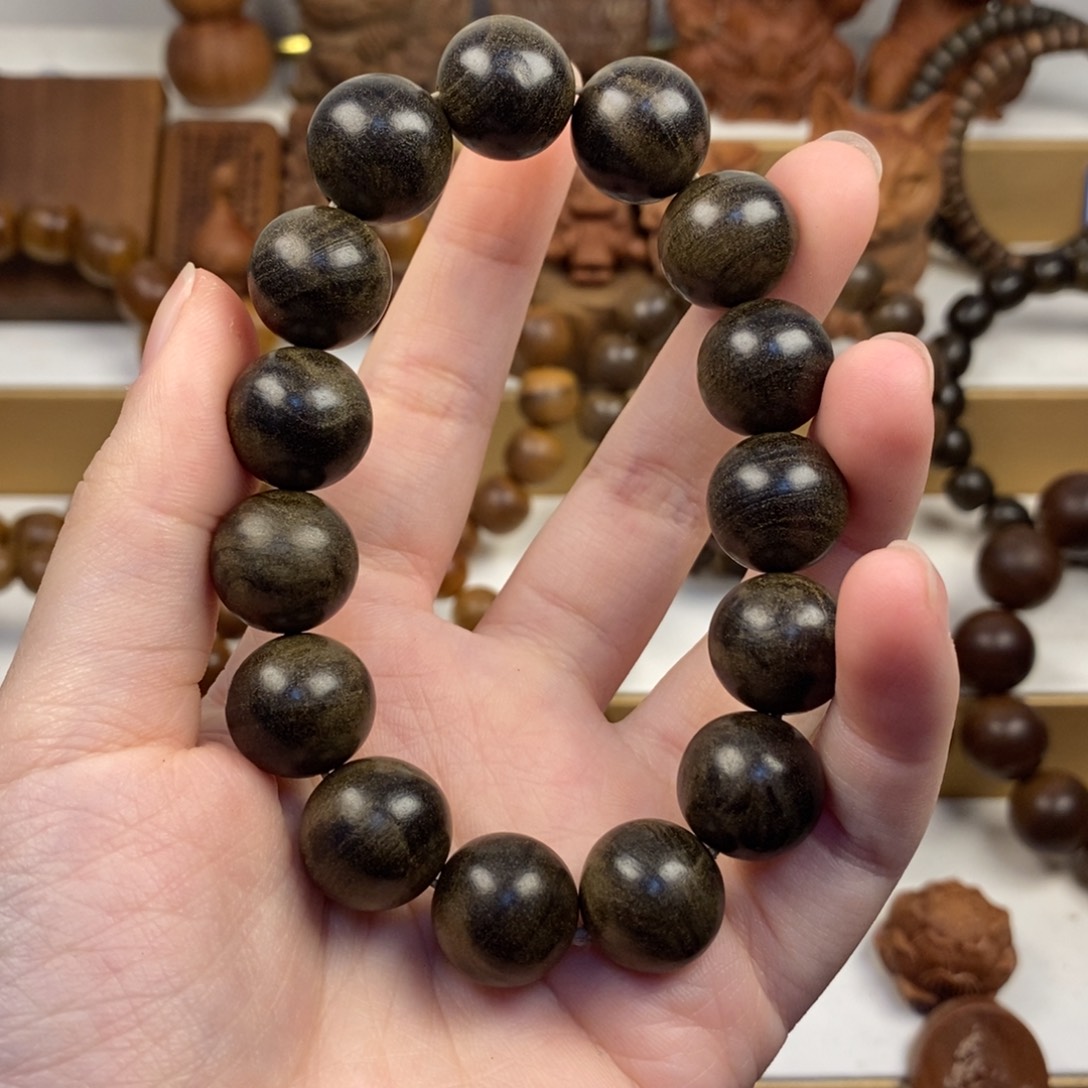 风***7檀香木手串/手链老山檀香1.5阴沉横纹奶香微瑕福利