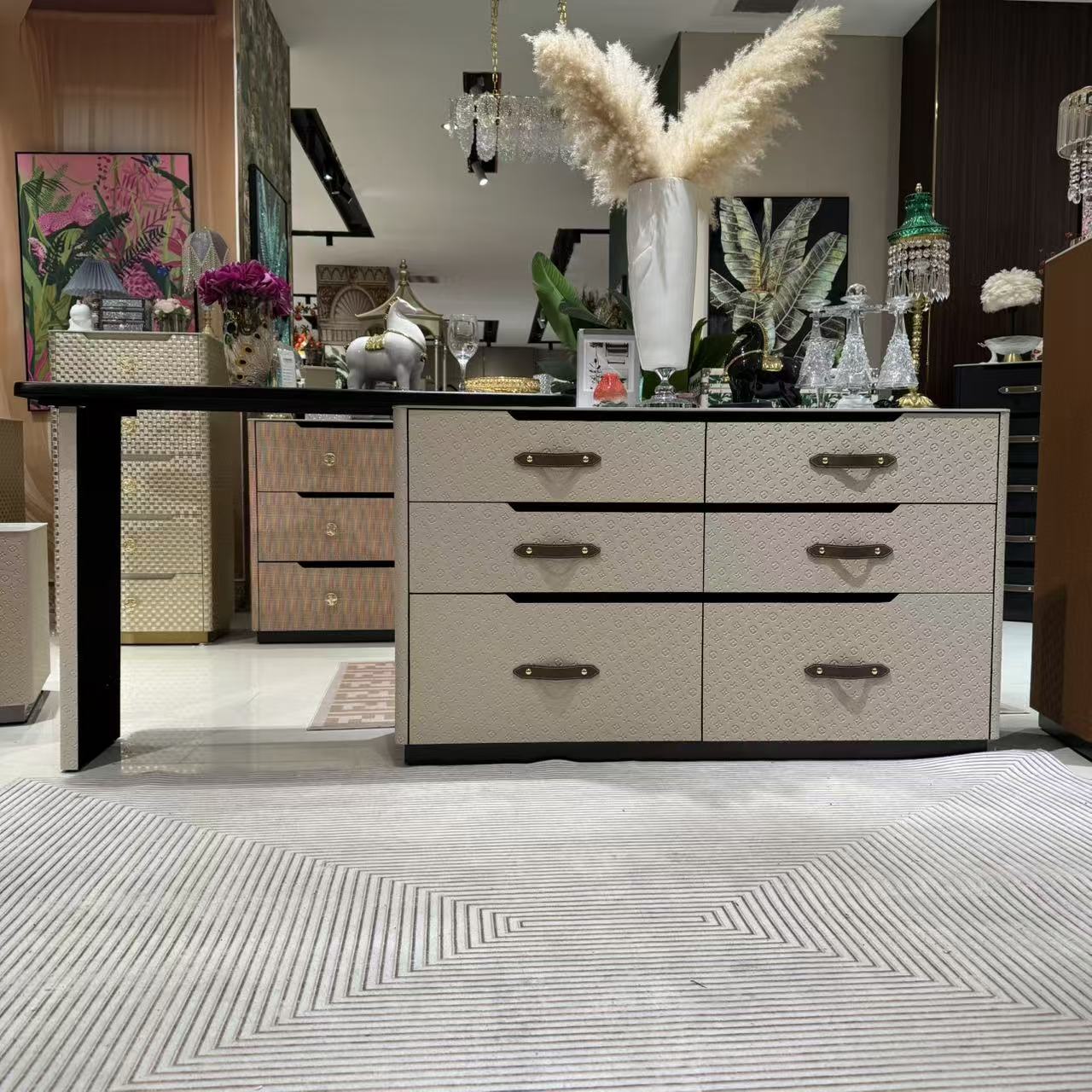 【喜悦家具】SKM 压花六斗柜120/140*40*80