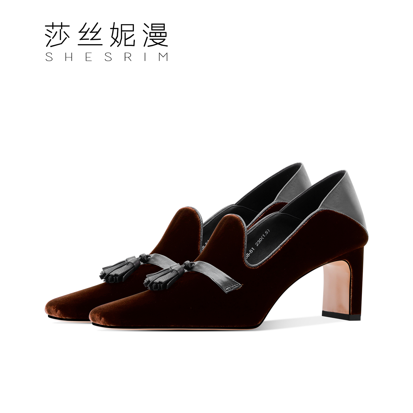 106-「7CM」秋季上新绒面高跟女鞋2025上新款复古浅口女单鞋方头