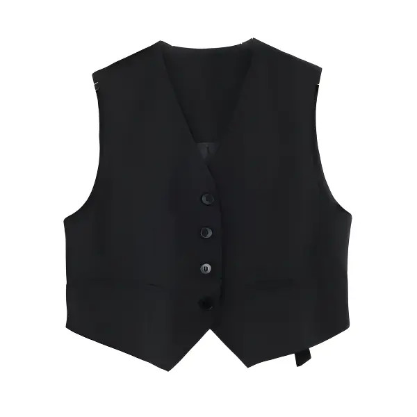 Basic House/百家好JHE休闲时尚气质背心女通勤高智感轻职风马夹