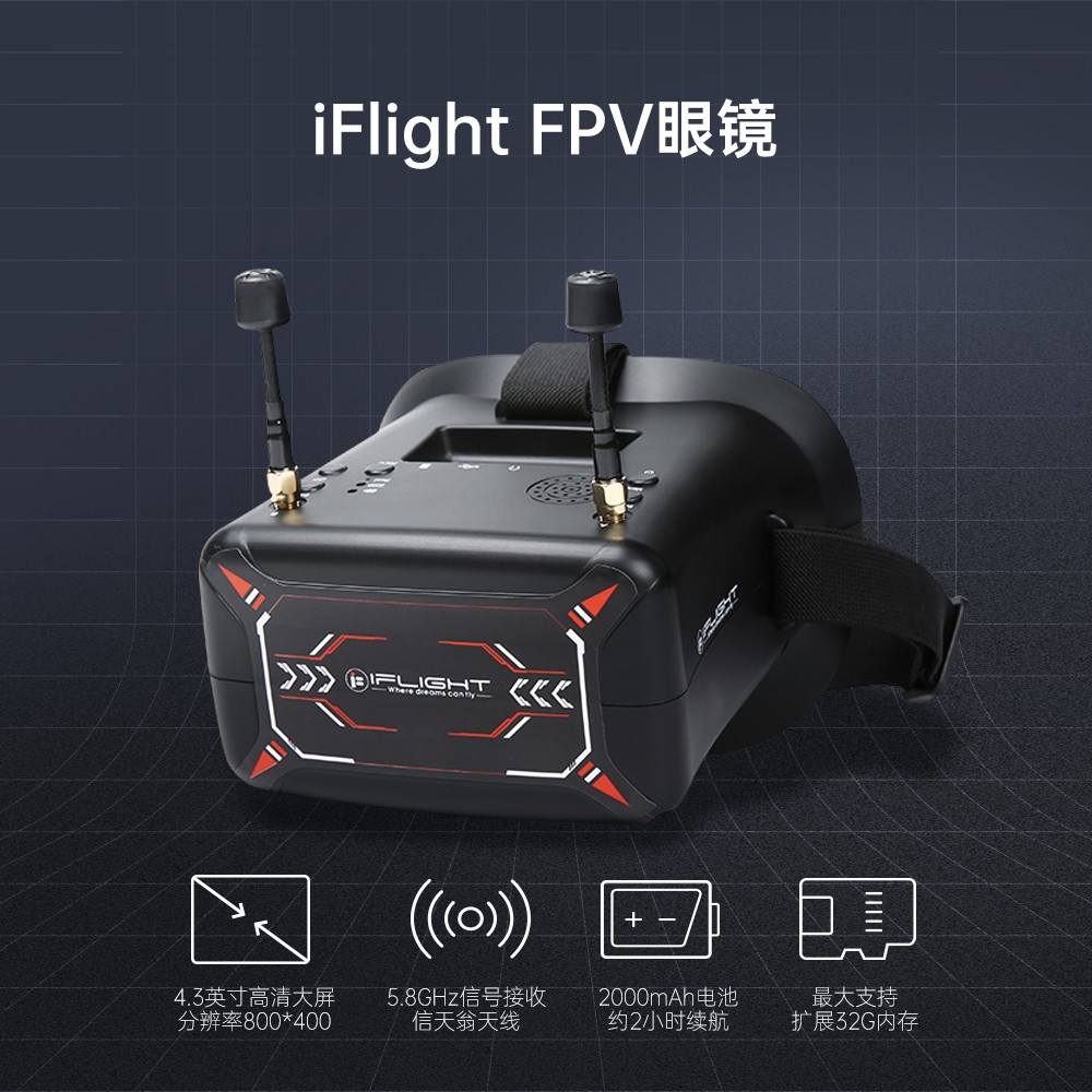 iFlight翼飞 新手入门飞行眼罩 5.8G模拟图传 FPV穿越机眼镜