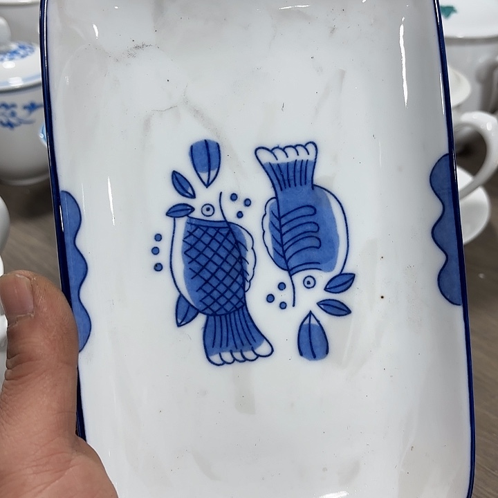 陶21公分长方形盘子盘子微瑕