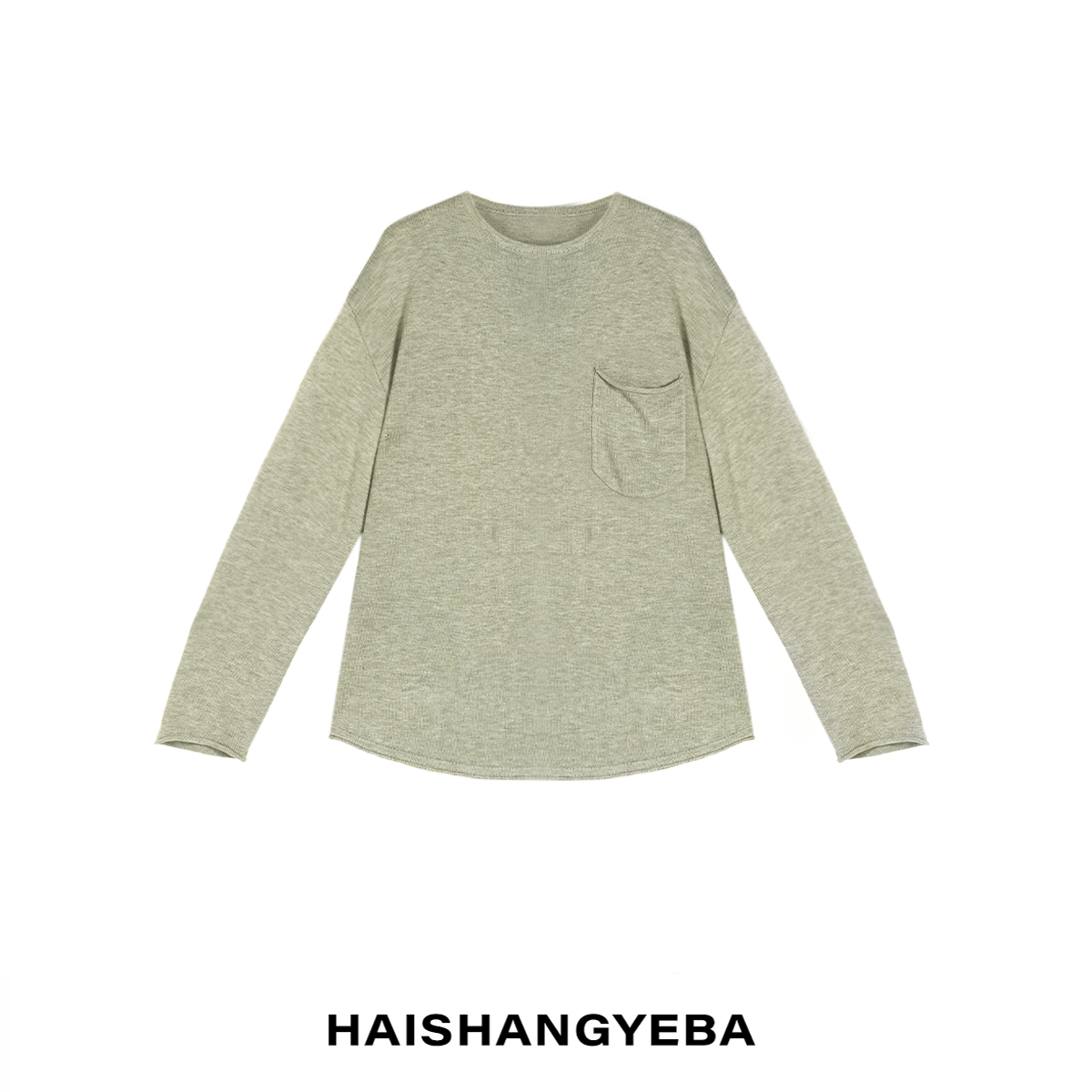 【海上叶爸】新款2025秋冬百搭羊毛圆领宽松单口袋简约通勤毛衣