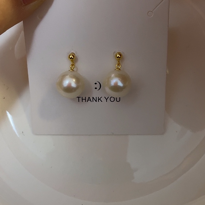 耳饰银S925镶嵌淡水珍珠