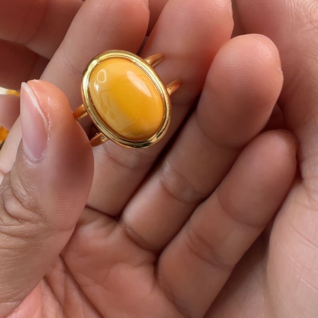 蜜蜡银S925镀金镶嵌裸石蜜蜡