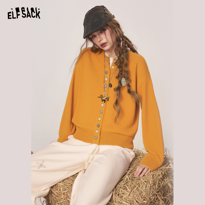 【陈嘉尔专属】妖精的口袋黄色慵懒风套头毛衣女2025年冬季新款休