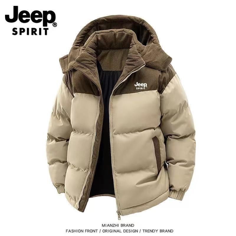 Jeep吉普连帽棉服男款冬季加棉加厚宽松户外休闲运动山系棉衣外套