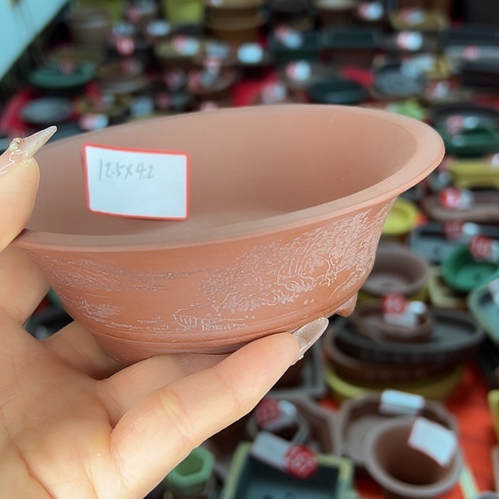 花盆紫砂红色小花盆好看的