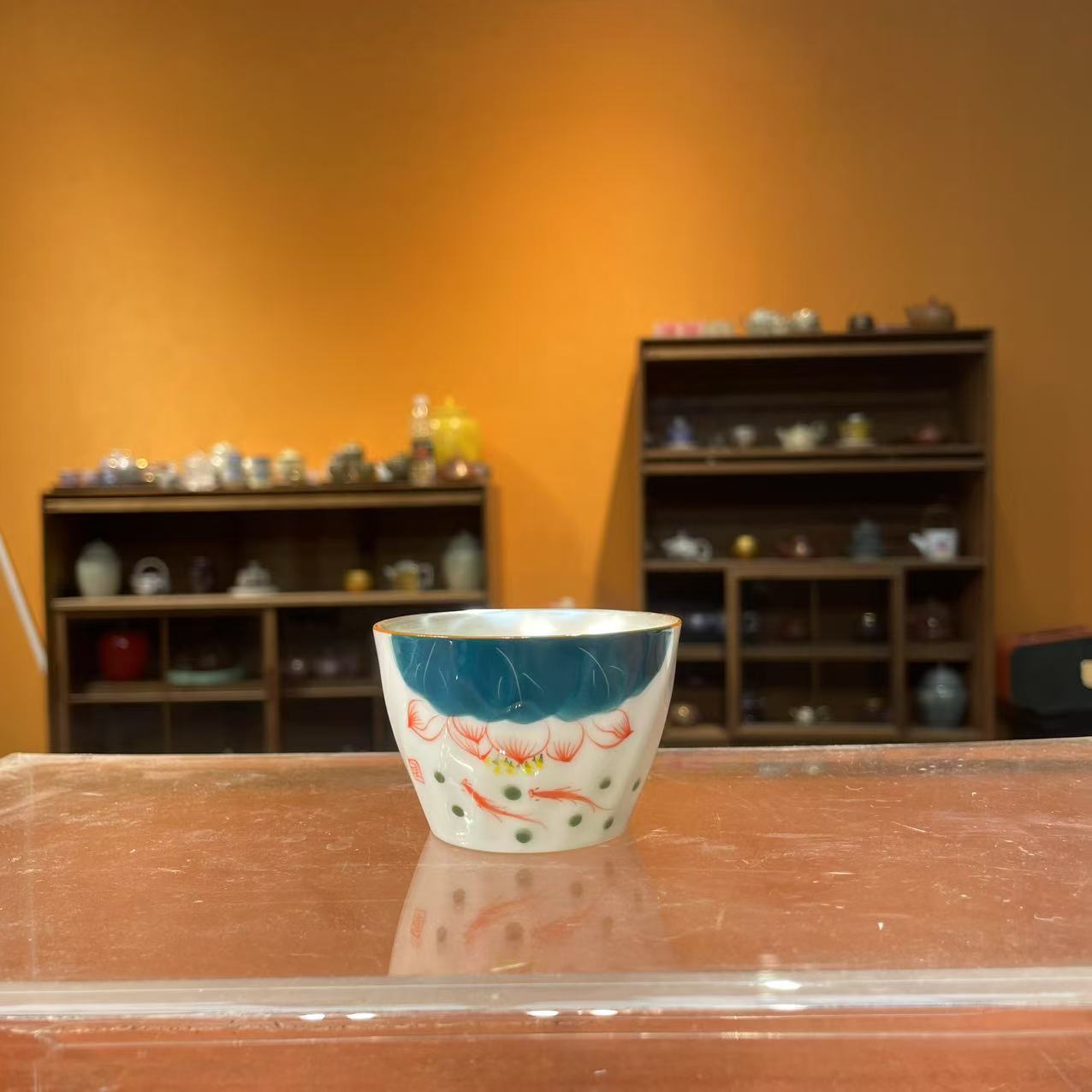 德化云仓 手工鎏银-鱼戏荷花-大缸杯 -银杯-5207（直播专享）