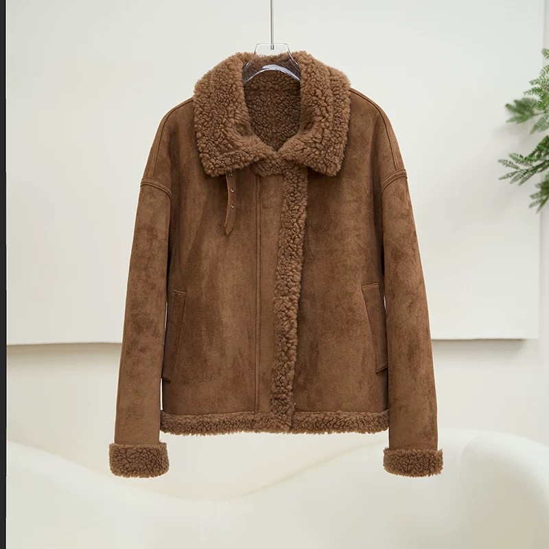 [F001-F200孤品]新款羊羔毛外套一体中长款羊剪绒皮草韩系两面穿