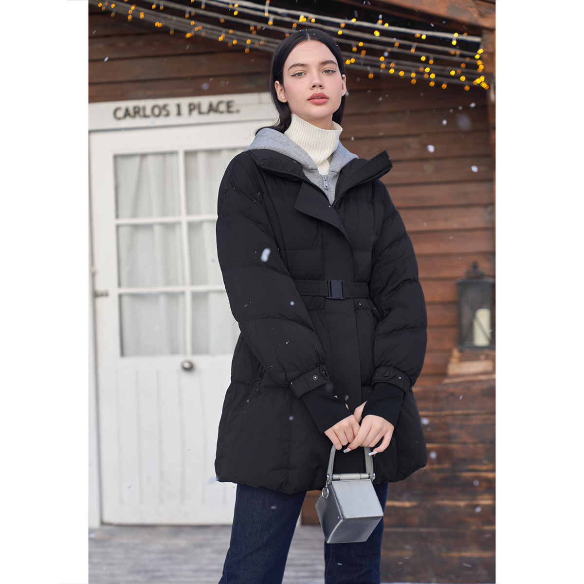 SALT.P可颜冬新时尚休闲设计款收腰宽松连帽羽绒服AC34508390