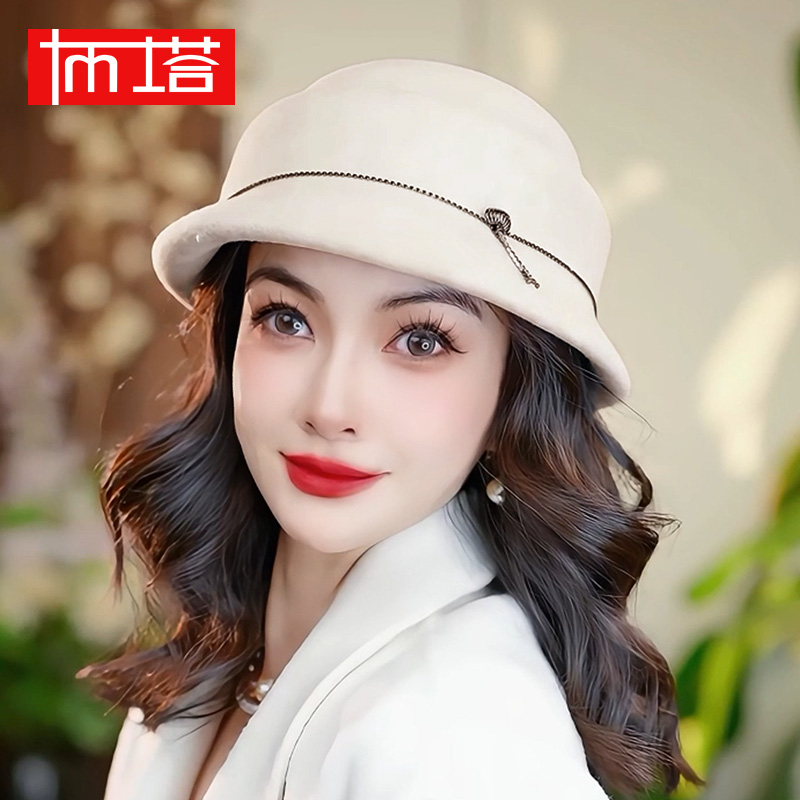 布塔羊毛呢帽子女秋冬英伦时尚百搭贝雷帽复古小礼帽盆帽PT1395