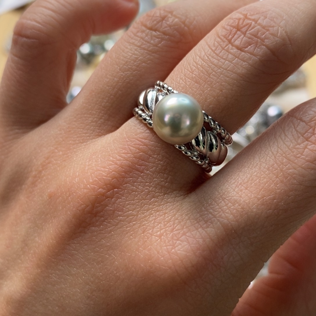海水珍珠戒指银S925镶嵌