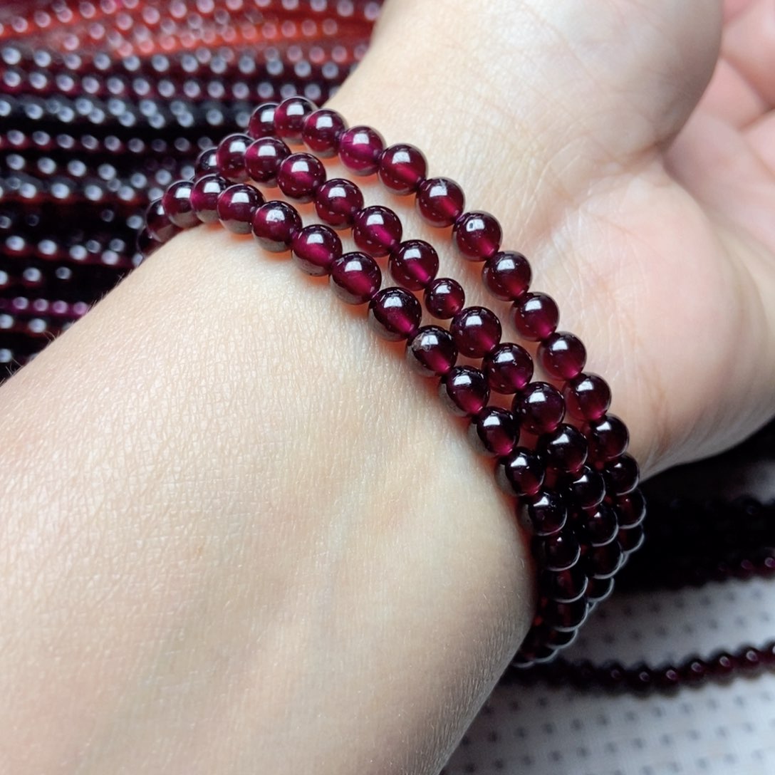 手链未镶嵌石榴石5酒红色