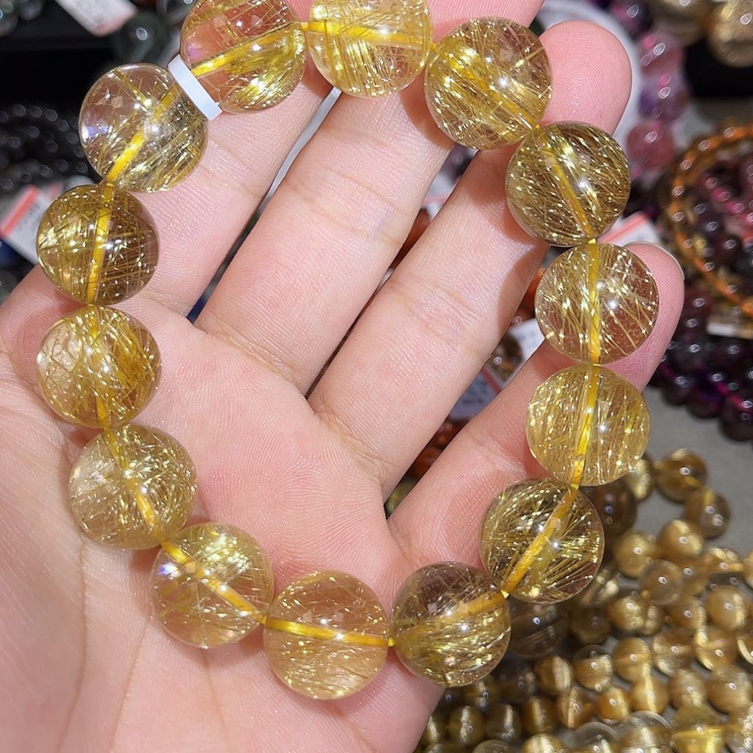 水晶手链未镶嵌郑*涵金发晶手串