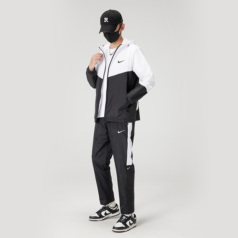 NIKE/耐克男士休闲运动套装潮流青年长裤秋季连帽撞色情侣百搭