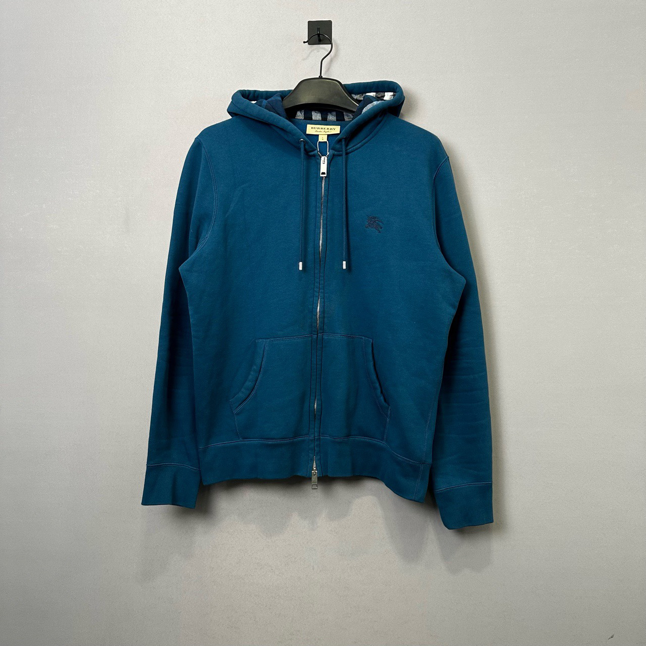99新 BURBERRY/博柏利 战马格纹拉链帽衫/L码/价7700
