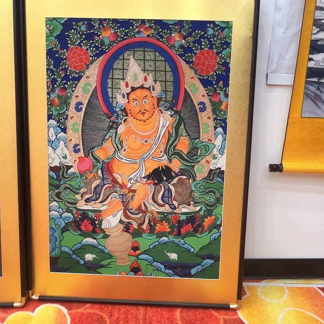 卷轴画唐卡黄财神