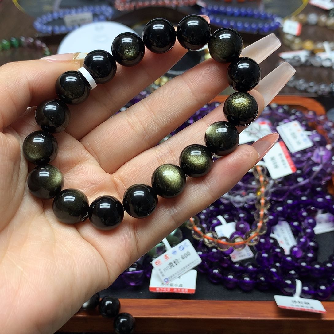 黑曜岩手链未镶嵌手链