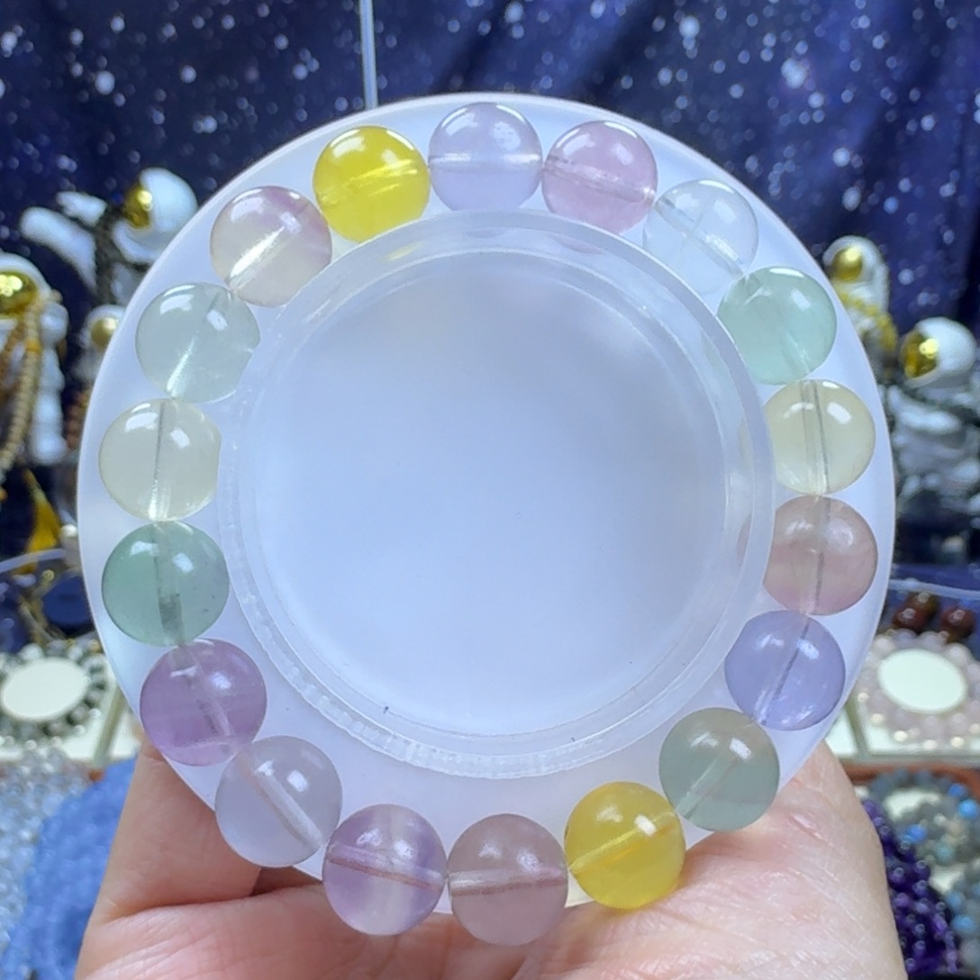 萤石手串未镶嵌（多人）彩色萤石手串