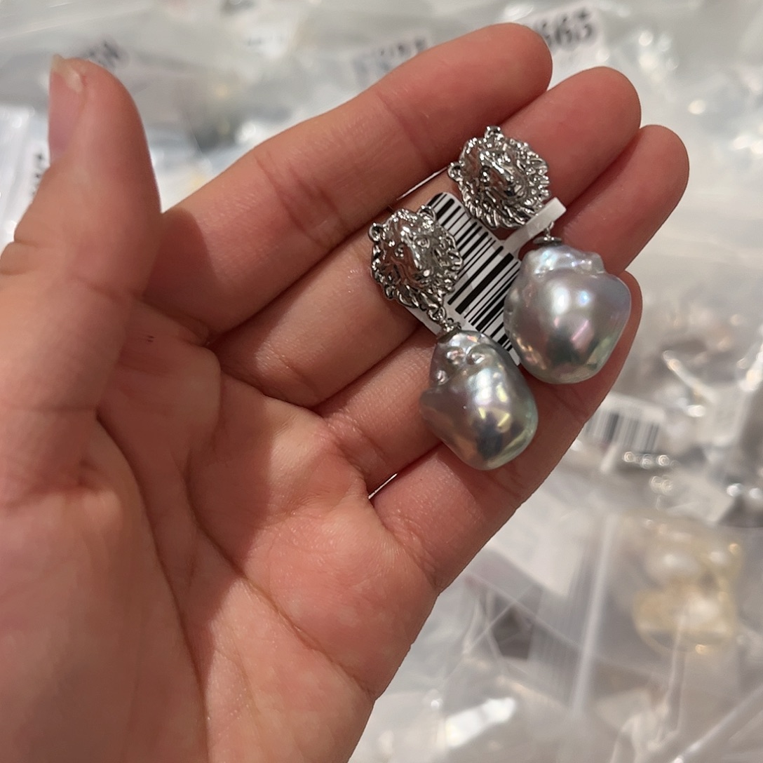 淡水珍珠耳饰合金