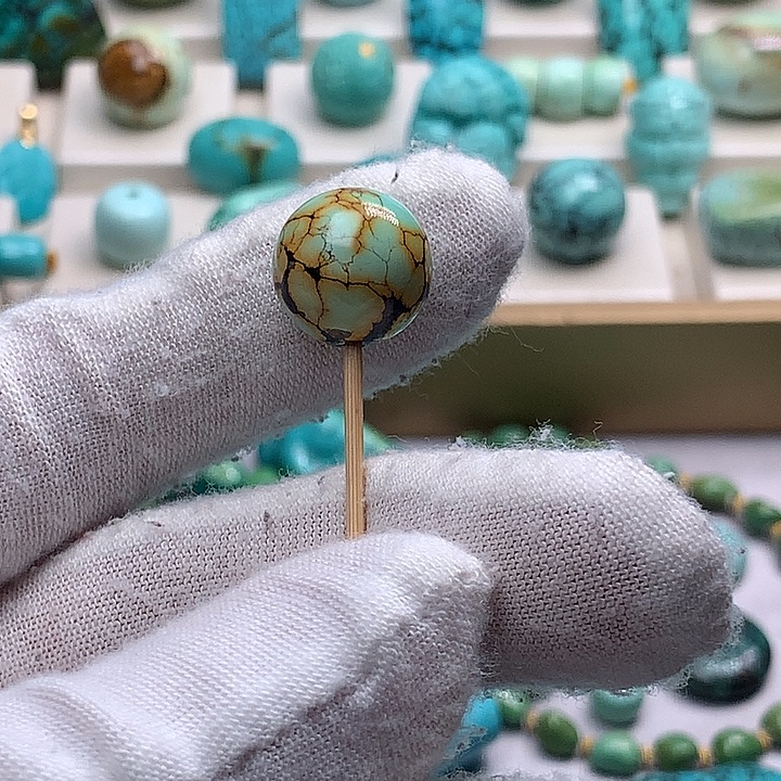 绿松石未镶嵌珠宝奇石直径13特色圆珠