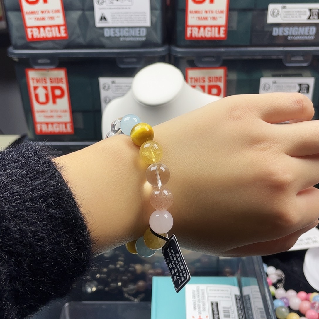 银S925镶嵌烟晶手链