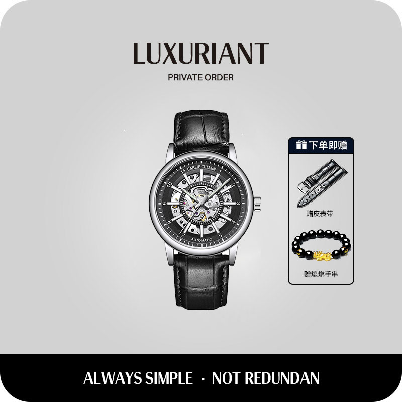 全新未使用/暗黑骑士/男款夜光防水全自动机械奢华腕表-8056