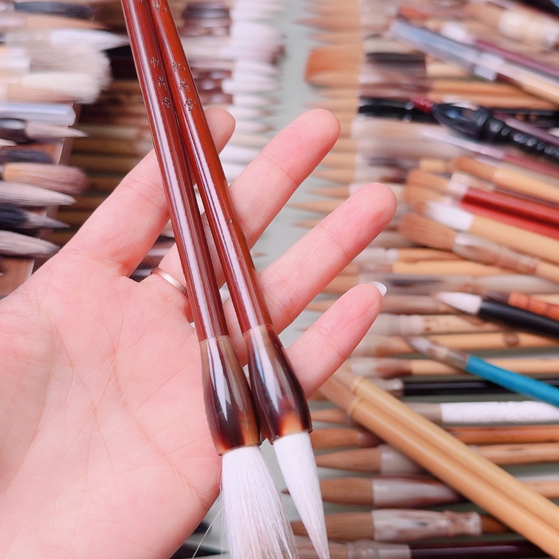 瑶光蓝狐狸狼羊兼毫两支瑕疵