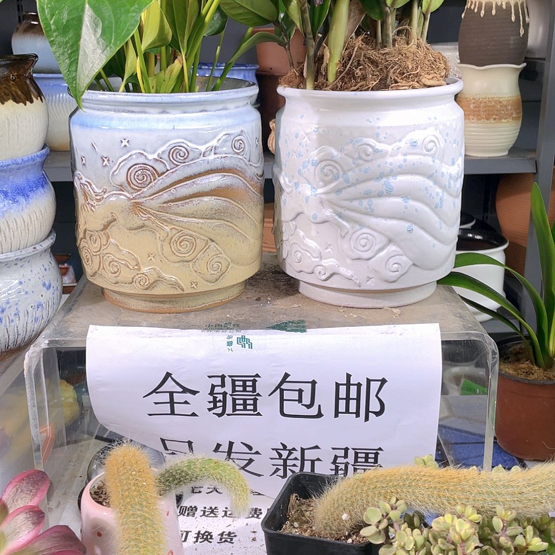 粗陶大号花盆两个装