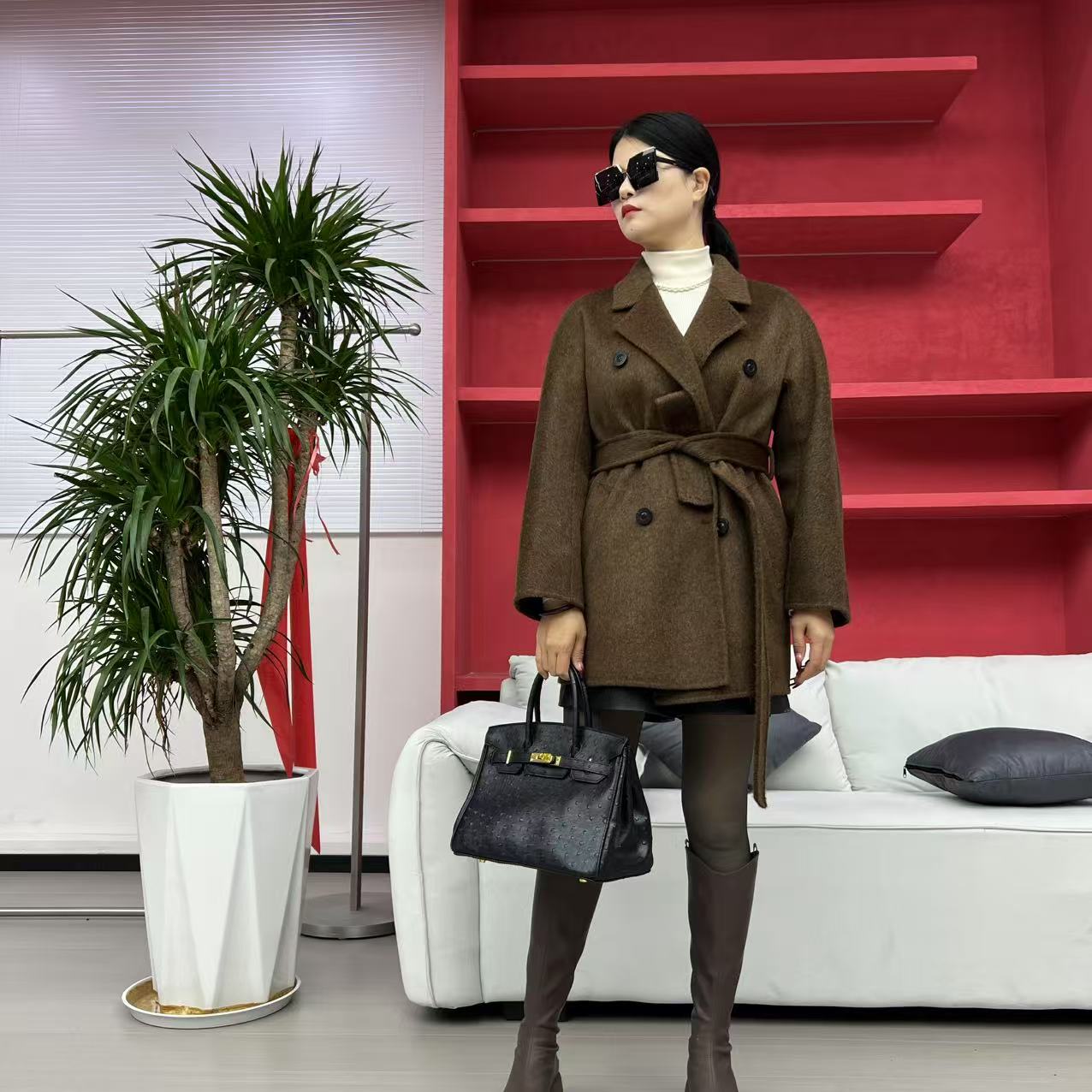 中长款宽松型毛呢外套呢大衣毛呢外套西装气质设计师百搭女装