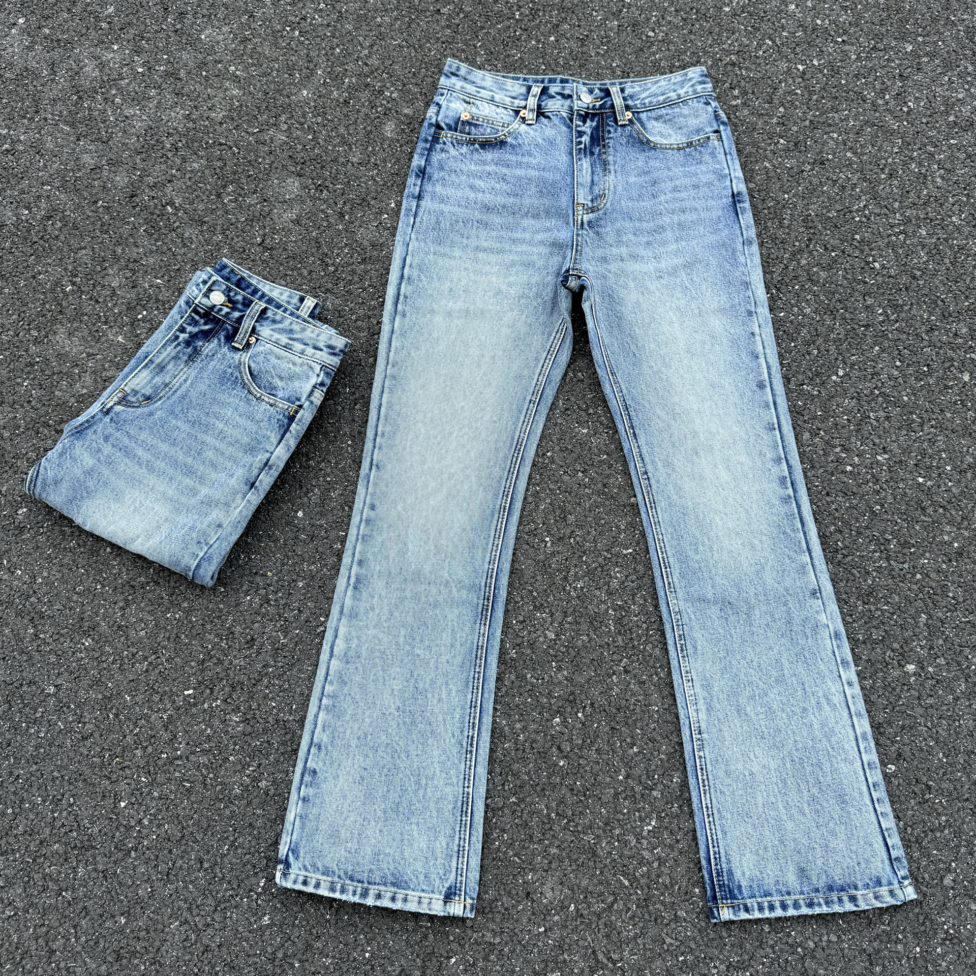 517cleanfit微喇牛仔裤雪花纹通勤顶男百搭长裤