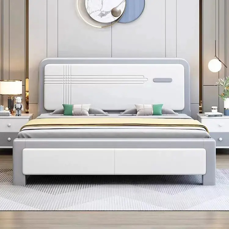 工厂直销实木床现代简约双人床主卧北欧风床家用储物婚床青少年