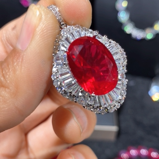 红宝石戒指银S925镶嵌