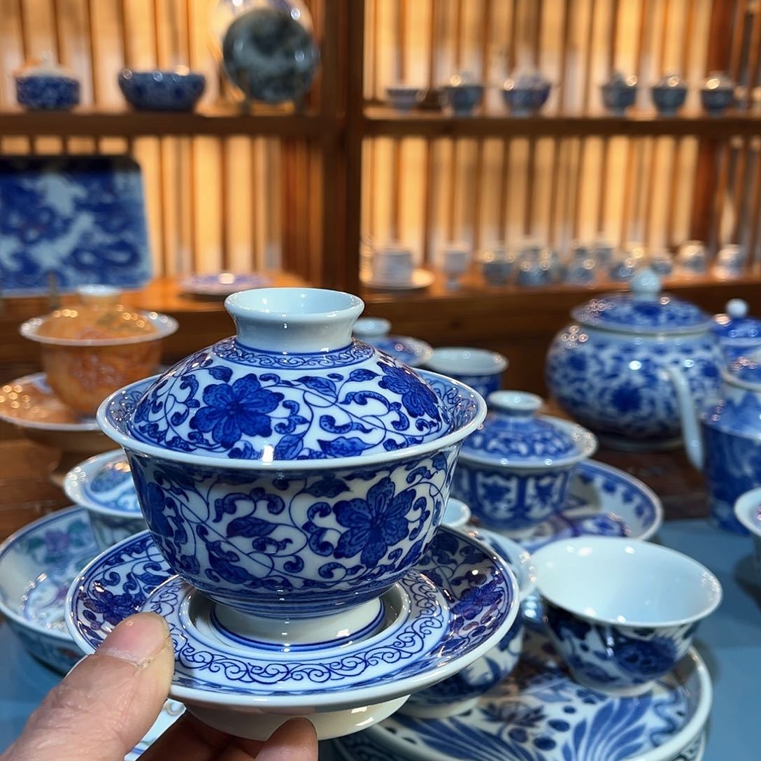 錡镇堂手工手绘盖碗