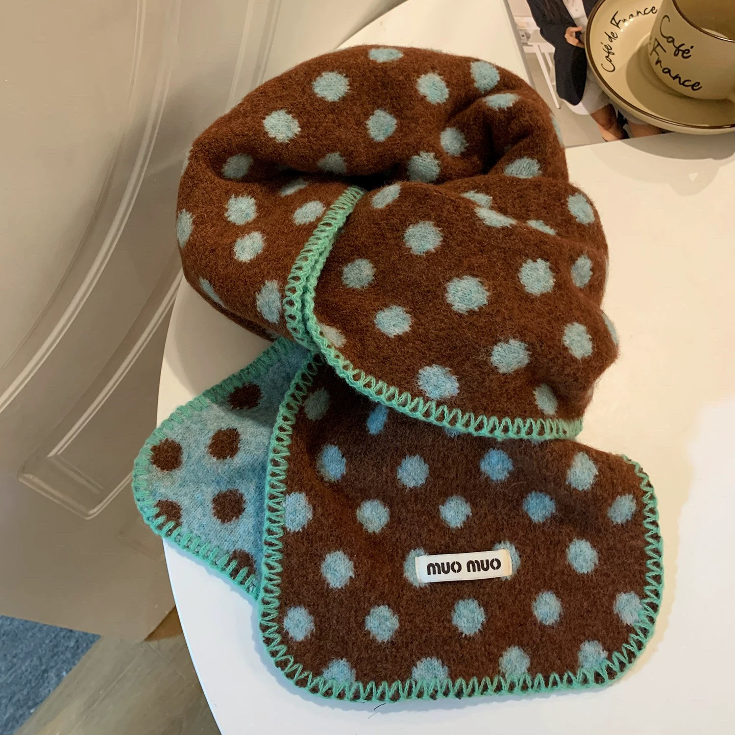 波点保暖学院风百搭女通用围巾复古毛绒时尚ins加厚