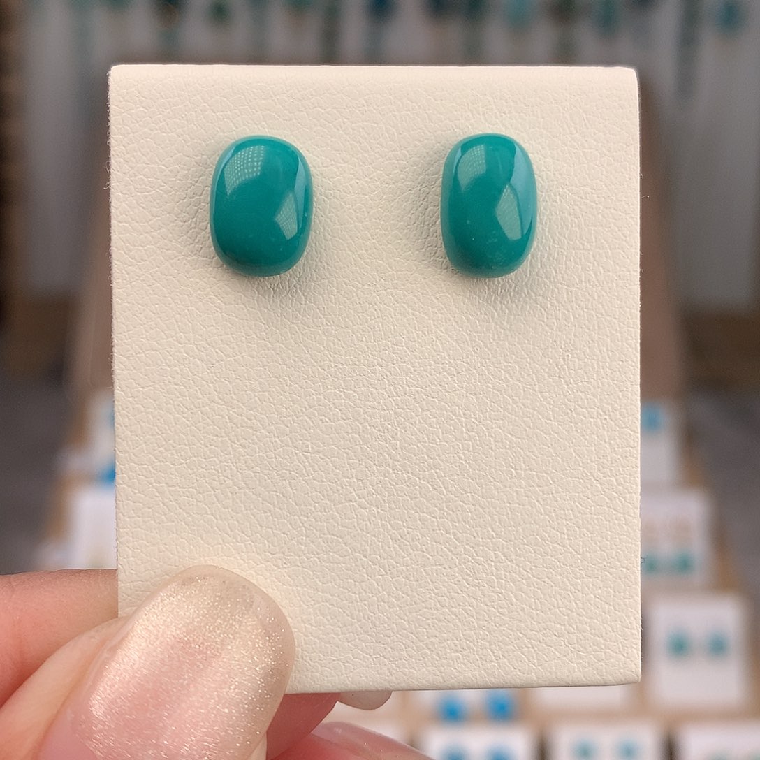 绿松石银S925镶嵌耳饰