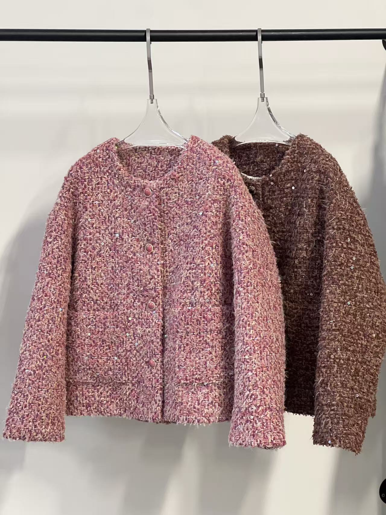 【慵懒假日】新国标90白鹅绒重工落肩休闲时髦小香羽羊毛毛呢女外套